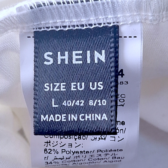 SHEIN white crop top with sheer sleeves size Large - Picture 3 of 3